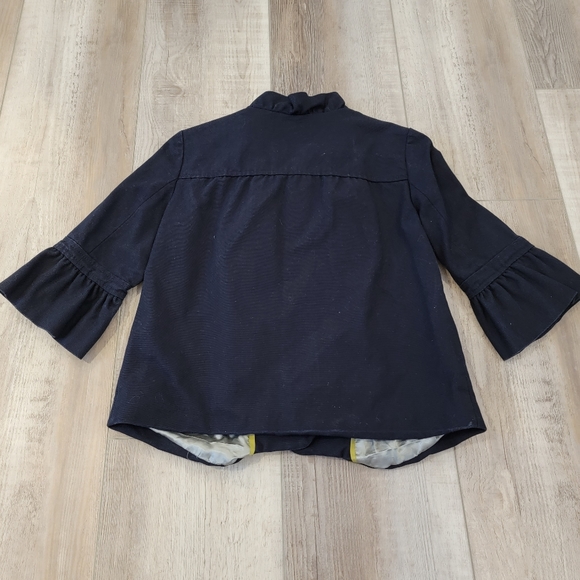 J. Crew Navy Blazer with Ruffle Trim - Picture 2 of 4